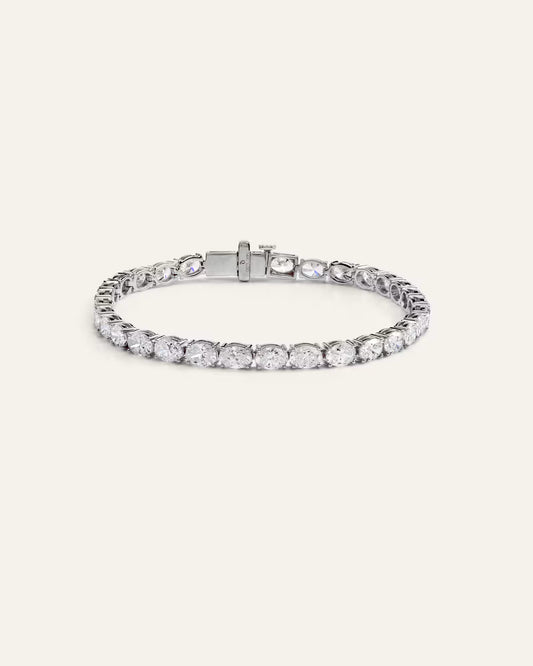 14K Gold Lab Grown Diamond East-West Oval Tennis Bracelet - 10ctw - US 5733