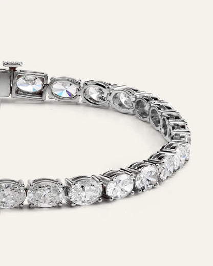 14K Gold Lab Grown Diamond East-West Oval Tennis Bracelet - 10ctw - US 5733