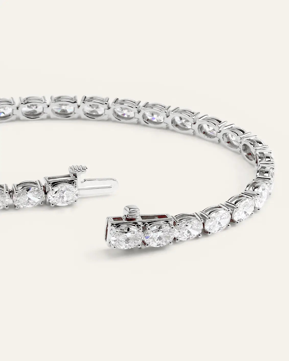 14K Gold Lab Grown Diamond East-West Oval Tennis Bracelet - 10ctw - US 5733