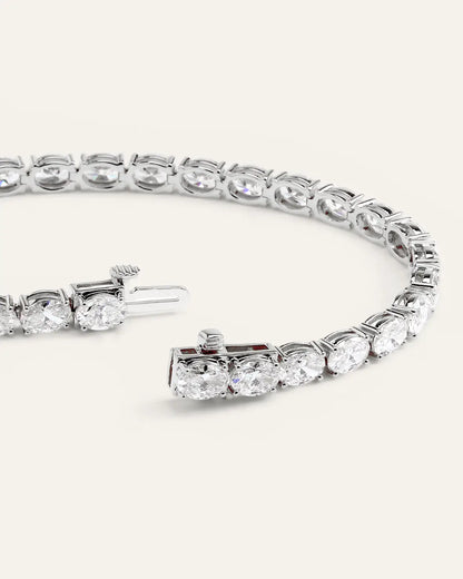14K Gold Lab Grown Diamond East-West Oval Tennis Bracelet - 10ctw - US 5733