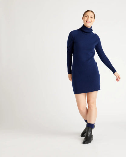 Mongolian Spring Cashmere Turtleneck Sweater Dress - US 1555