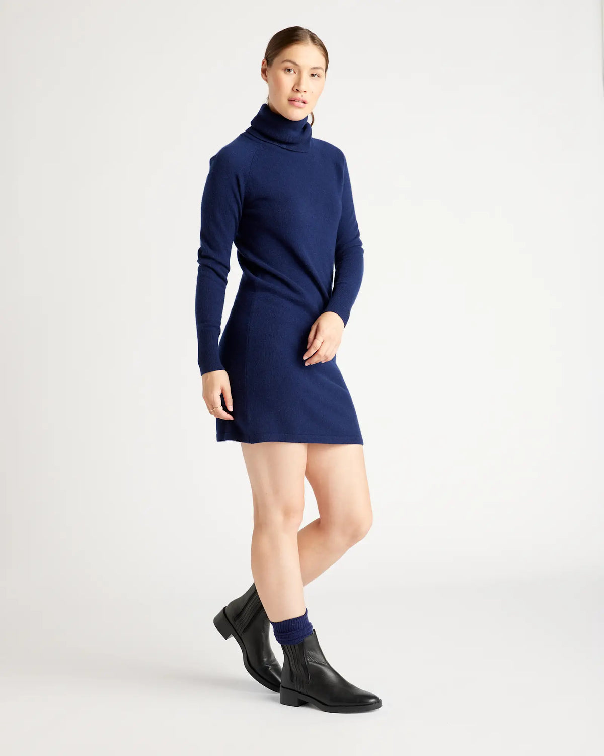 Mongolian Spring Cashmere Turtleneck Sweater Dress - US 1555