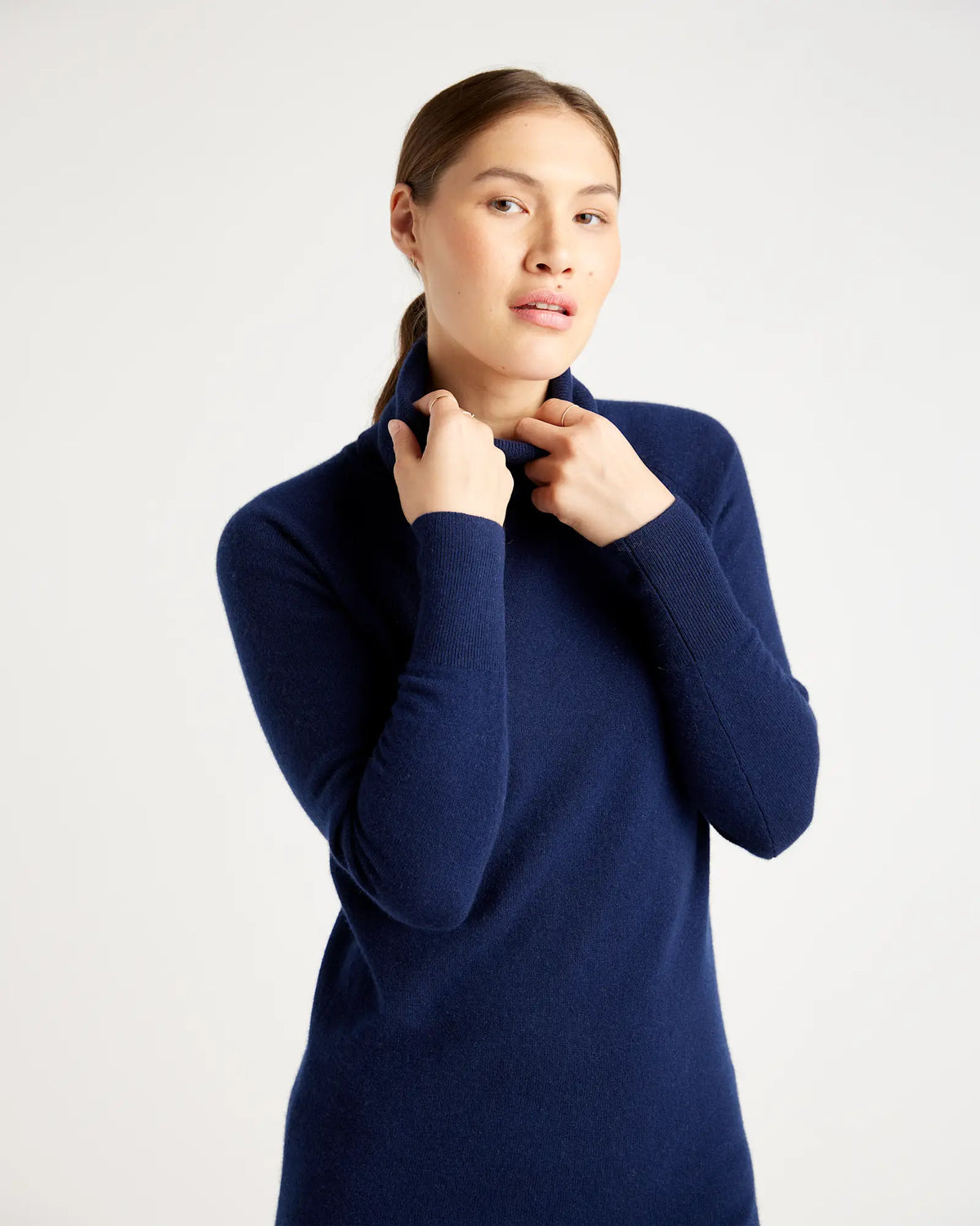 Mongolian Spring Cashmere Turtleneck Sweater Dress - US 1555