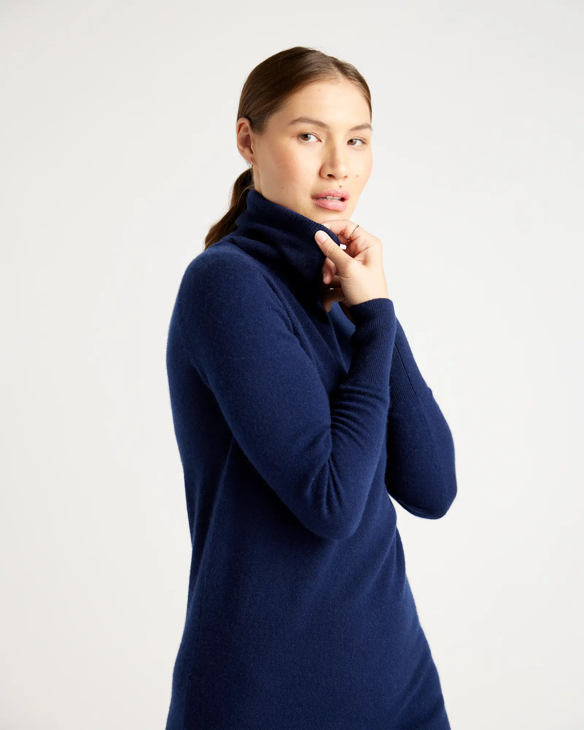 Mongolian Spring Cashmere Turtleneck Sweater Dress - US 1555