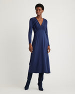 Tencel Jersey V-Neck Long Sleeve Midi Dress - US 4367