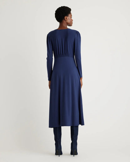 Tencel Jersey V-Neck Long Sleeve Midi Dress - US 4367