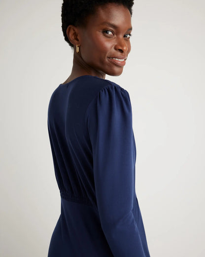 Tencel Jersey V-Neck Long Sleeve Midi Dress - US 4367
