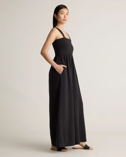 100% Organic Cotton Gauze Smocked Wide Leg Jumpsuit - US 7842