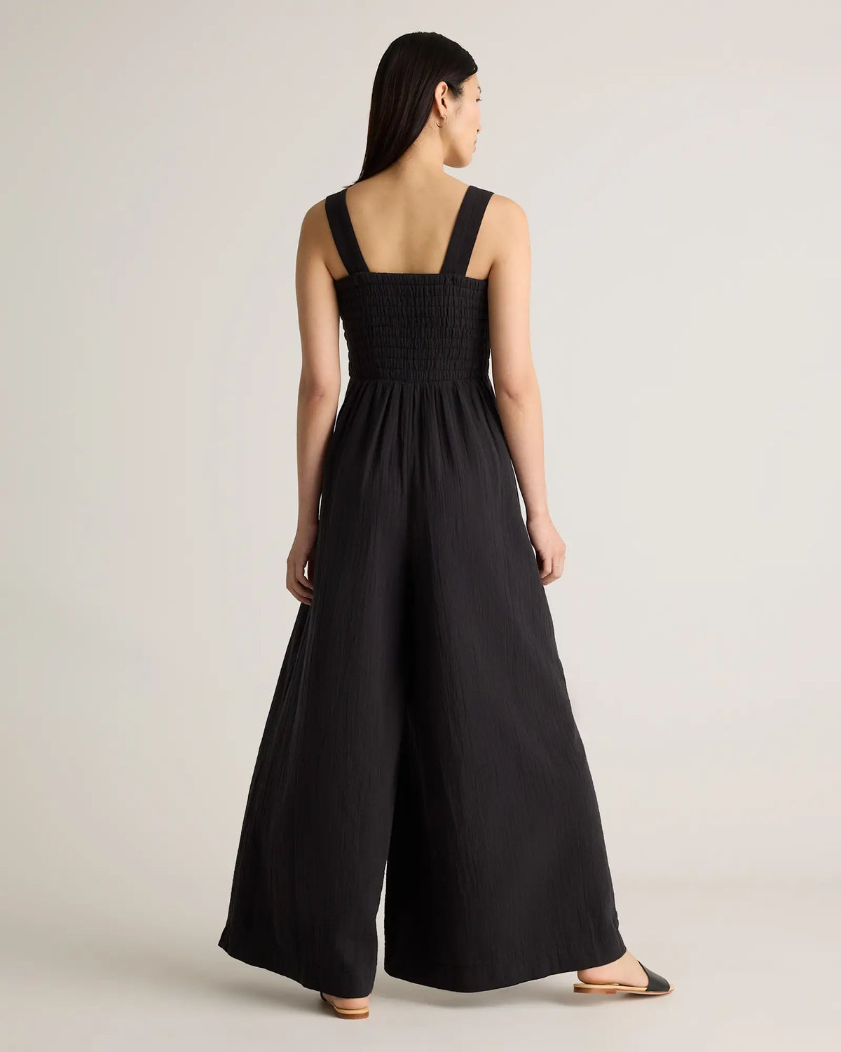 100% Organic Cotton Gauze Smocked Wide Leg Jumpsuit - US 7842