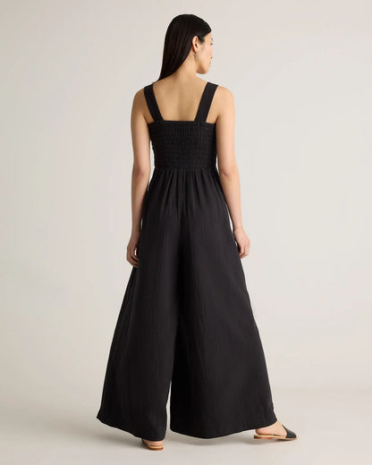 100% Organic Cotton Gauze Smocked Wide Leg Jumpsuit - US 7842