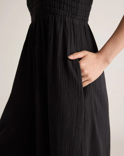 100% Organic Cotton Gauze Smocked Wide Leg Jumpsuit - US 7842