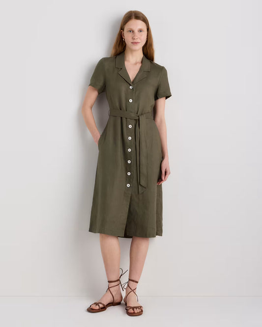 100% European Linen Button Front Dress - US 2427
