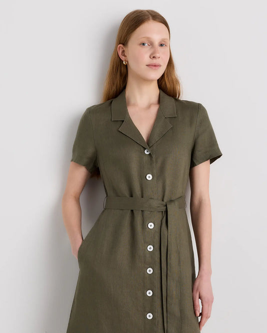 100% European Linen Button Front Dress - US 2427