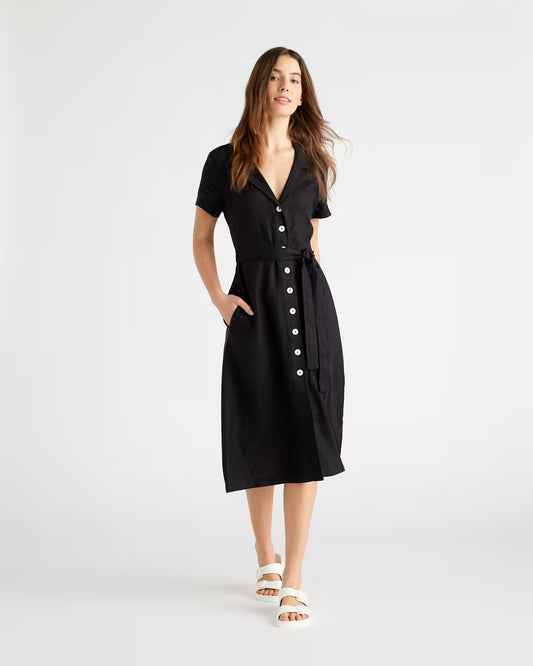 100% European Linen Button Front Dress - US 2654