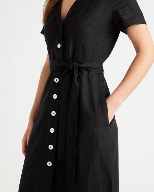 100% European Linen Button Front Dress - US 2654