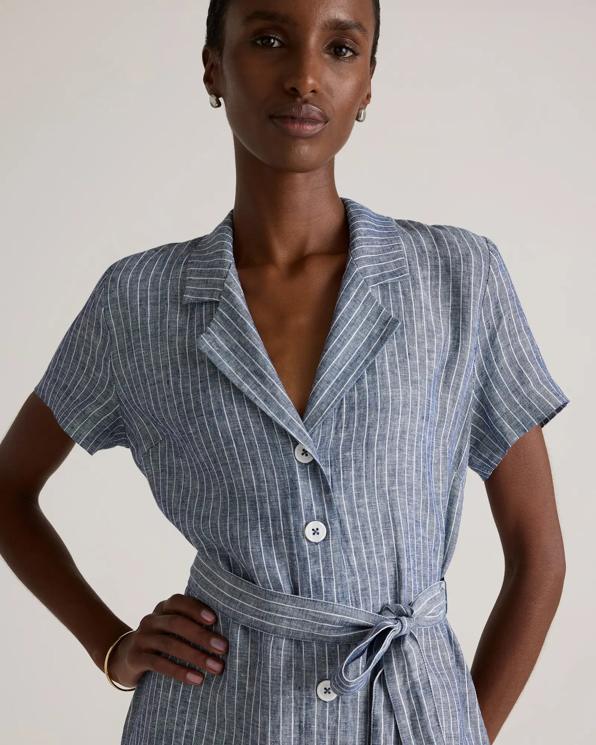 100% European Linen Button Front Dress - US 2746