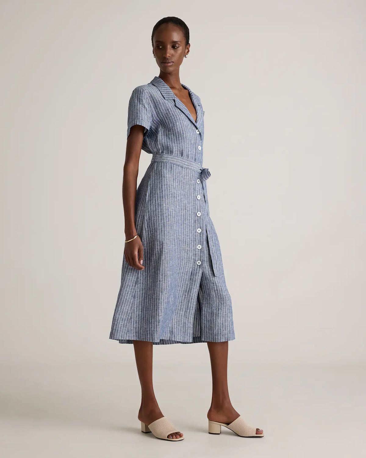 100% European Linen Button Front Dress - US 2746