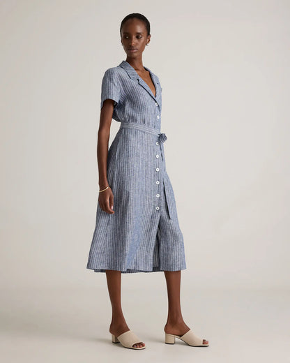 100% European Linen Button Front Dress - US 2746
