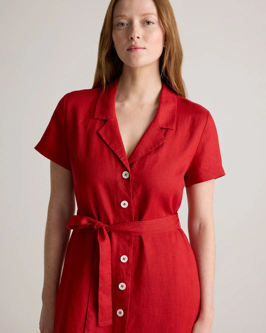 100% European Linen Button Front Dress - US 0347