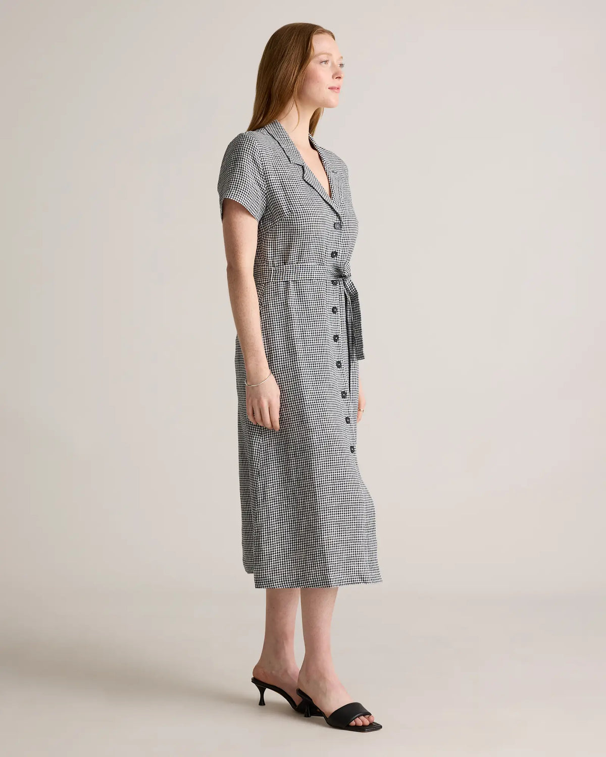 100% European Linen Button Front Dress - US 7449