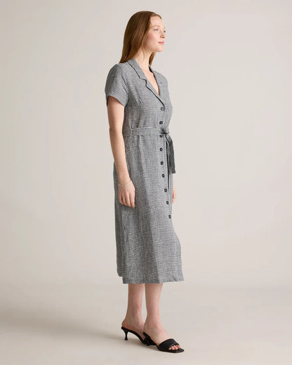 100% European Linen Button Front Dress - US 7449