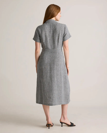 100% European Linen Button Front Dress - US 7449