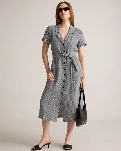 100% European Linen Button Front Dress - US 7449