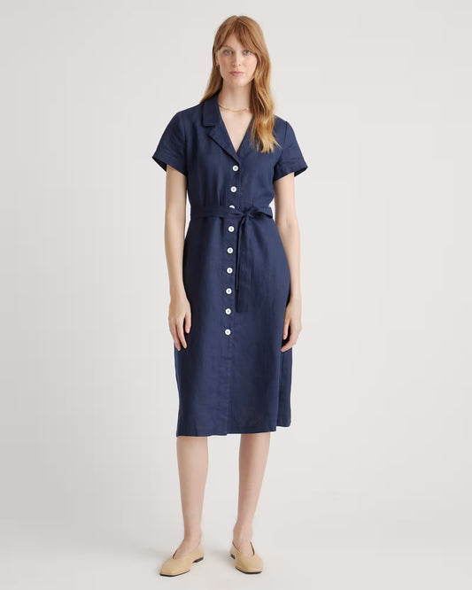 100% European Linen Button Front Dress - US 1372
