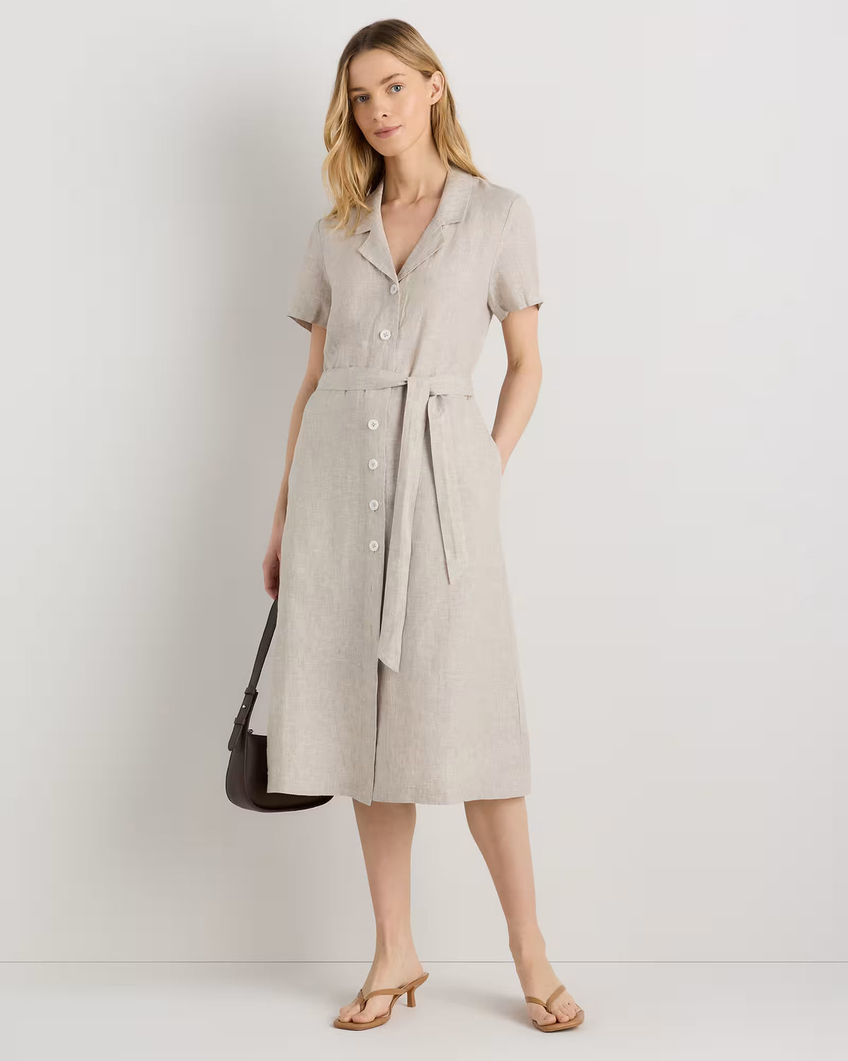 100% European Linen Button Front Dress - US 5785