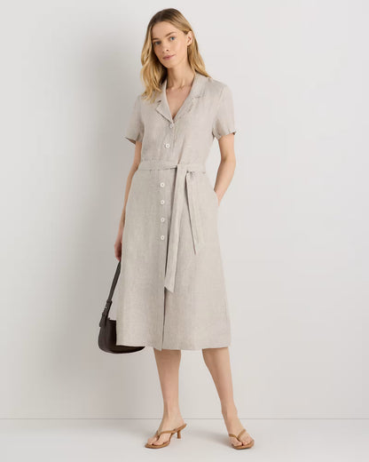 100% European Linen Button Front Dress - US 5785