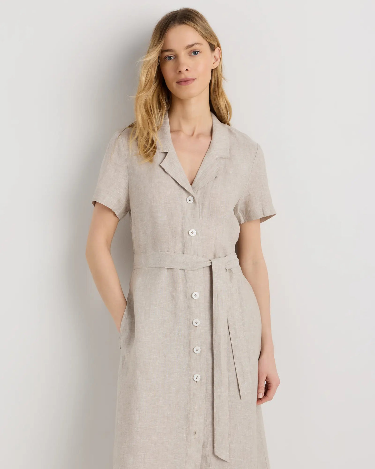 100% European Linen Button Front Dress - US 5785