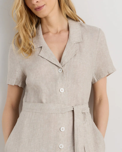 100% European Linen Button Front Dress - US 5785