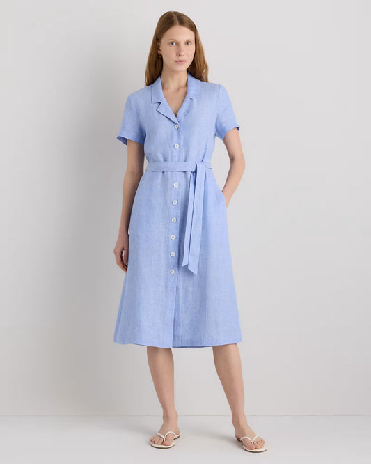 100% European Linen Button Front Dress - US 7469