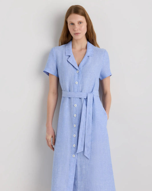 100% European Linen Button Front Dress - US 7469