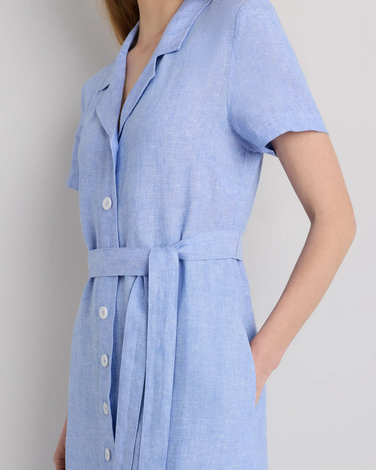100% European Linen Button Front Dress - US 7469