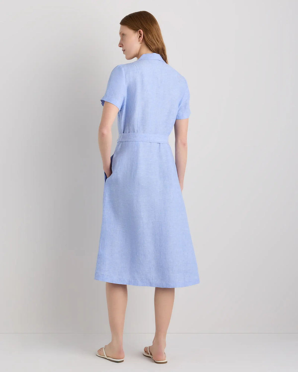 100% European Linen Button Front Dress - US 7469