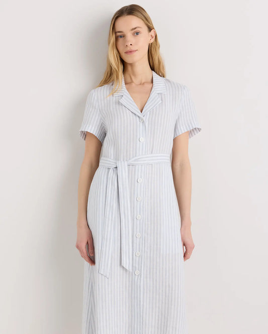 100% European Linen Button Front Dress - US 6178
