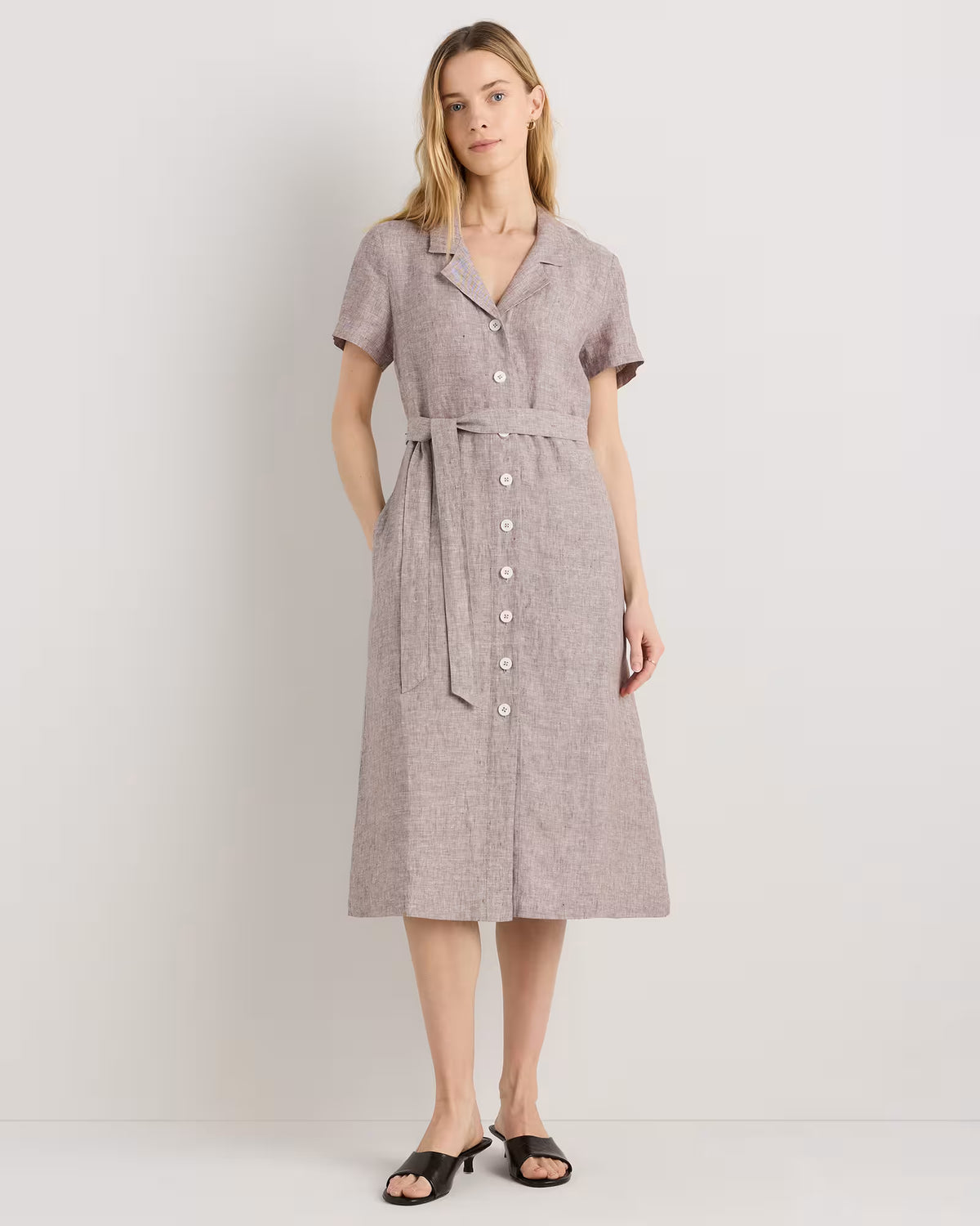 100% European Linen Button Front Dress - US 7909