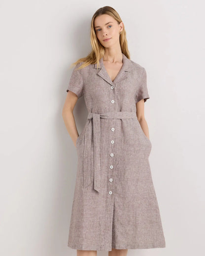 100% European Linen Button Front Dress - US 7909