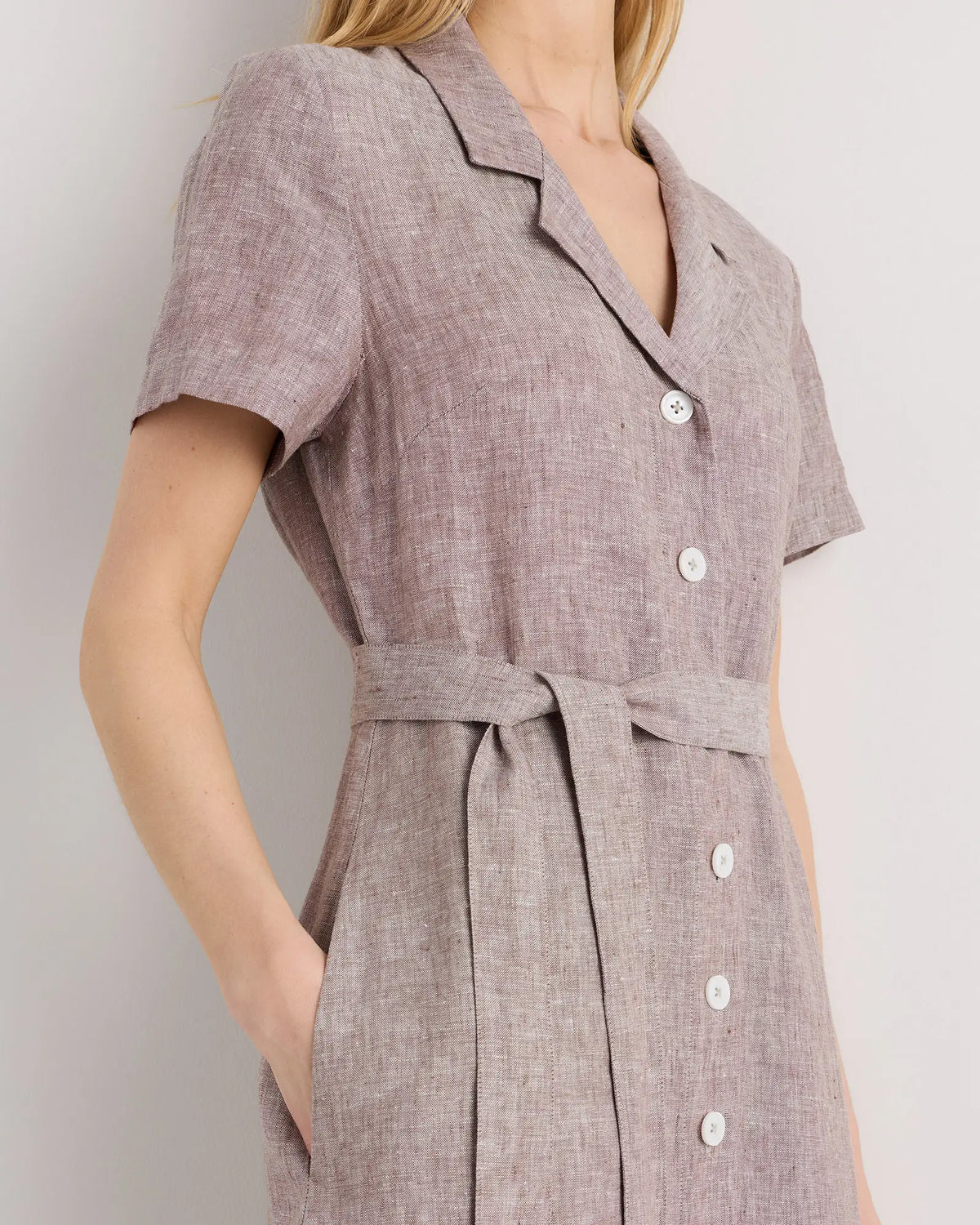 100% European Linen Button Front Dress - US 7909