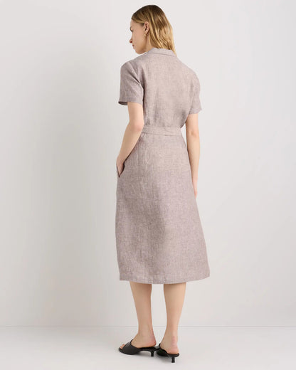 100% European Linen Button Front Dress - US 7909