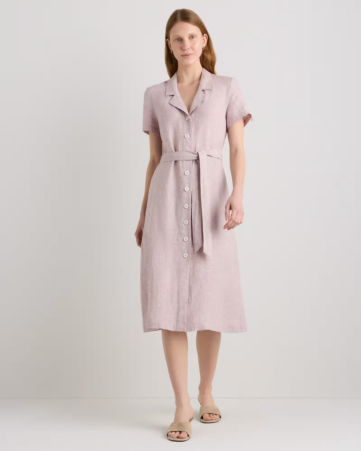 100% European Linen Button Front Dress - US 7781