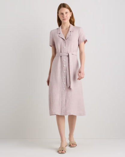 100% European Linen Button Front Dress - US 7781