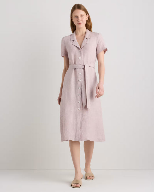 100% European Linen Button Front Dress - US 7781