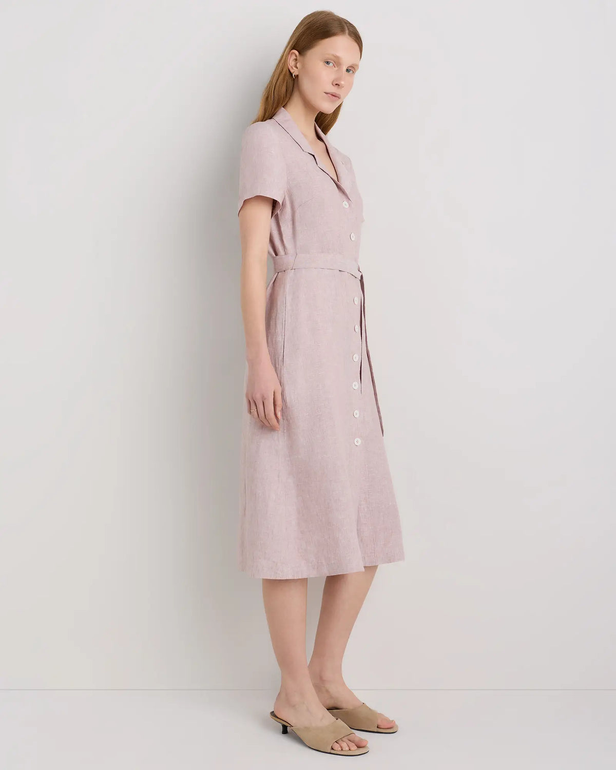 100% European Linen Button Front Dress - US 7781