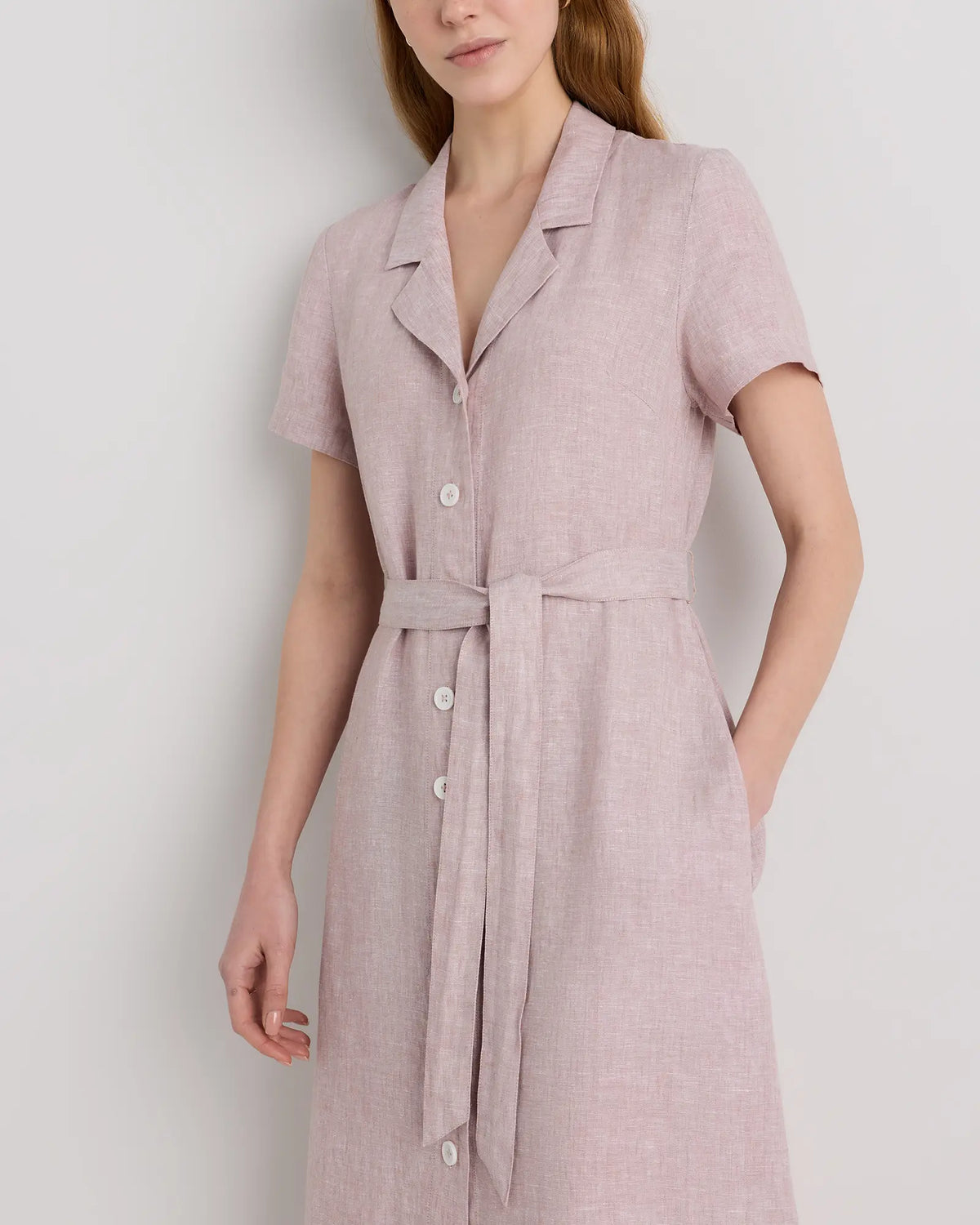 100% European Linen Button Front Dress - US 7781