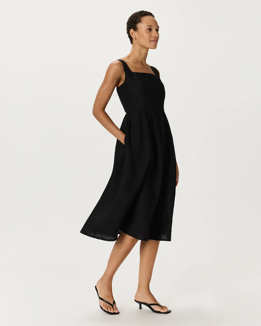 100% European Linen Fit & Flare Midi Dress - US 9221