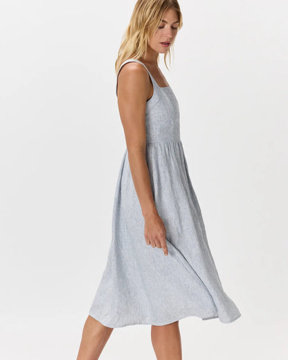 100% European Linen Fit & Flare Midi Dress - US 7498