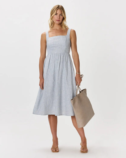 100% European Linen Fit & Flare Midi Dress - US 7498