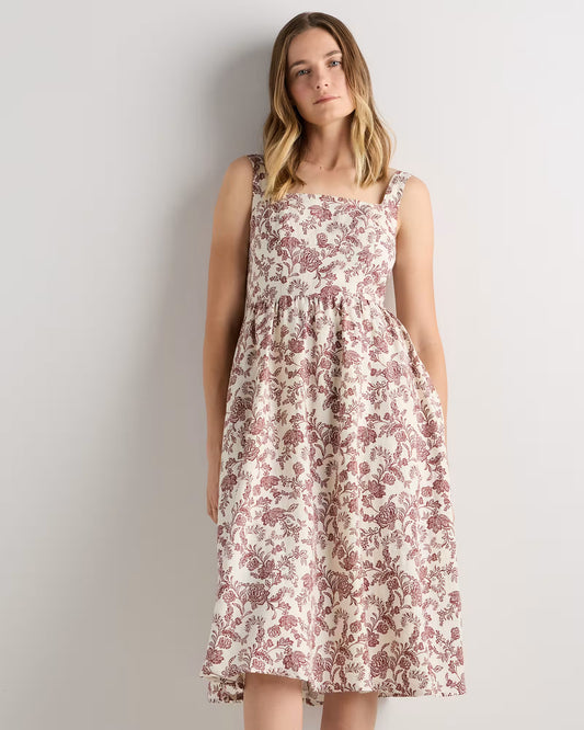 100% European Linen Fit & Flare Midi Dress - US 8112